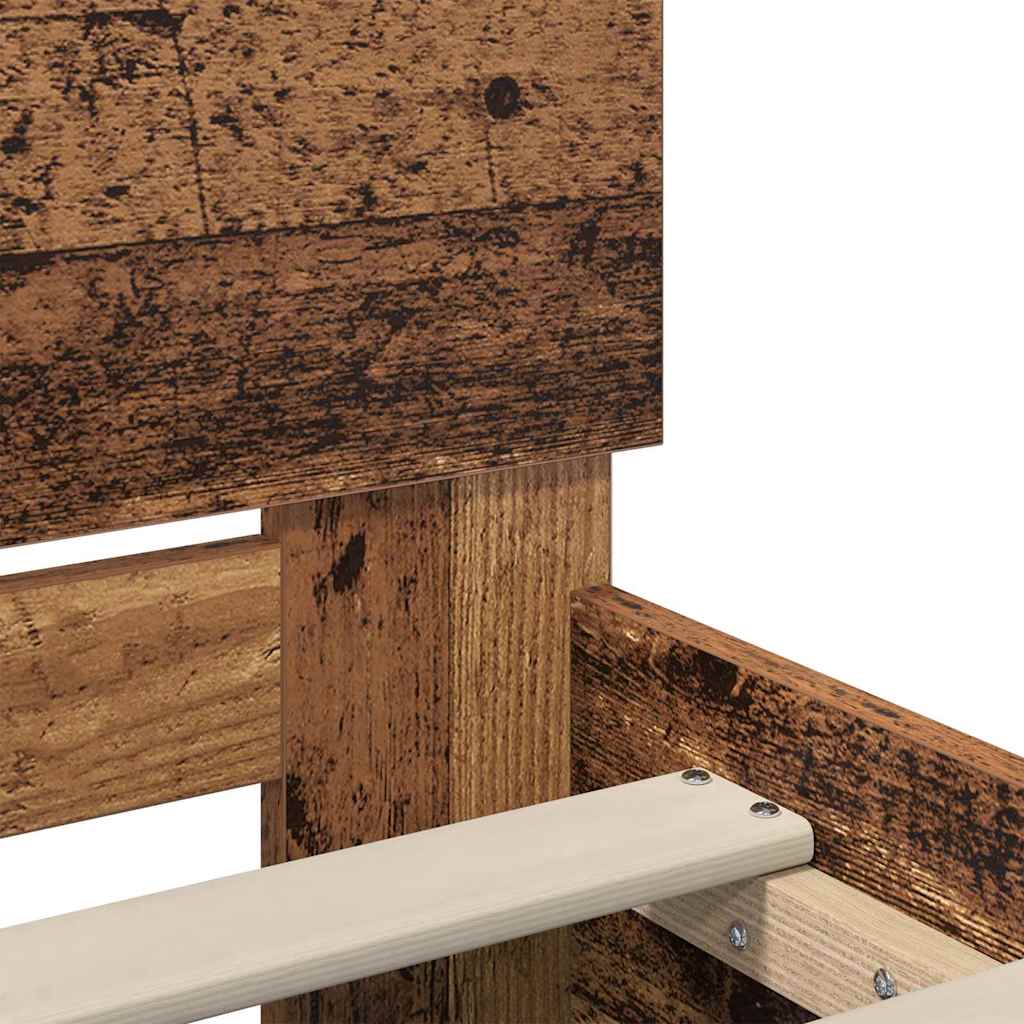 vidaXL Ramka łóżka Stare drewno 135 x 190 cm Materiał drewnopochodny