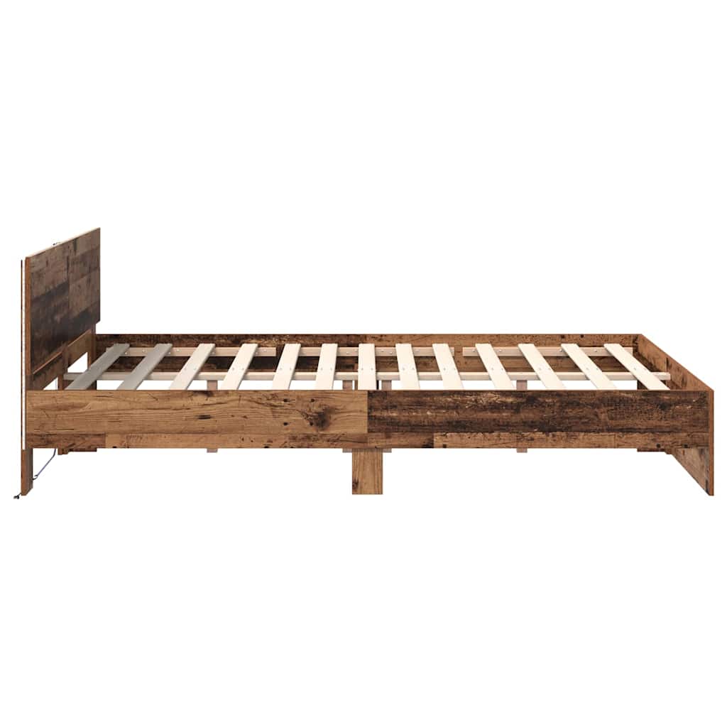vidaXL Ramka łóżka Stare drewno 135 x 190 cm Materiał drewnopochodny