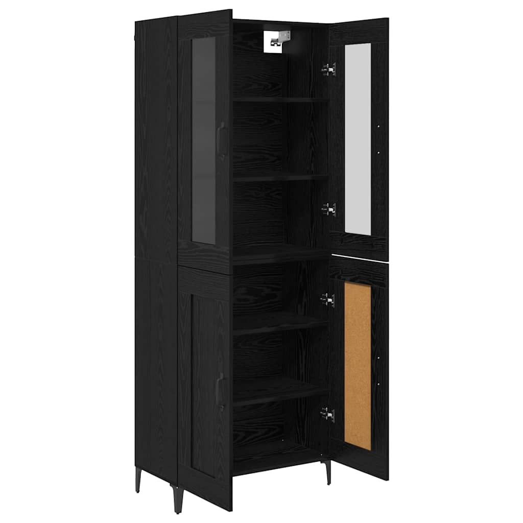 vidaXL Highboard Czarny Dąb 69,5 x 34 x 180 cm Materiał drewnopochodny