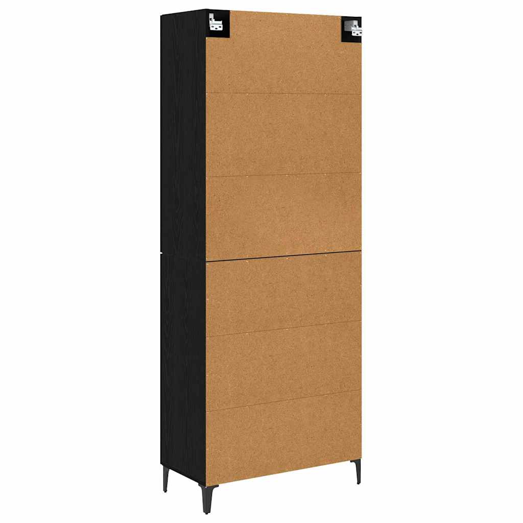 vidaXL Highboard Czarny Dąb 69,5 x 34 x 180 cm Materiał drewnopochodny