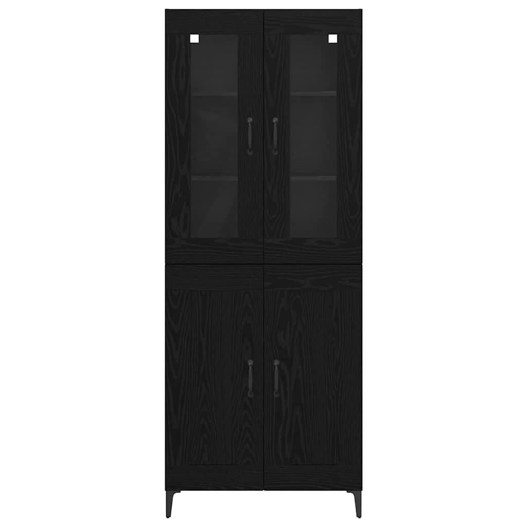 vidaXL Highboard Czarny Dąb 69,5 x 34 x 180 cm Materiał drewnopochodny