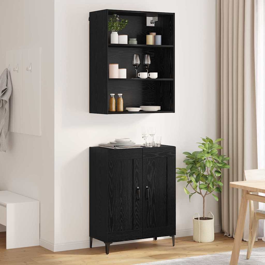 vidaXL Highboard 2 pcs Czarny dąb Materiał drewnopochodny