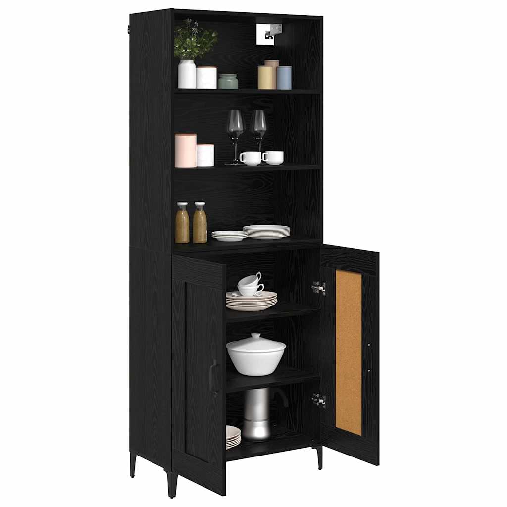 vidaXL Highboard 2 pcs Czarny dąb Materiał drewnopochodny