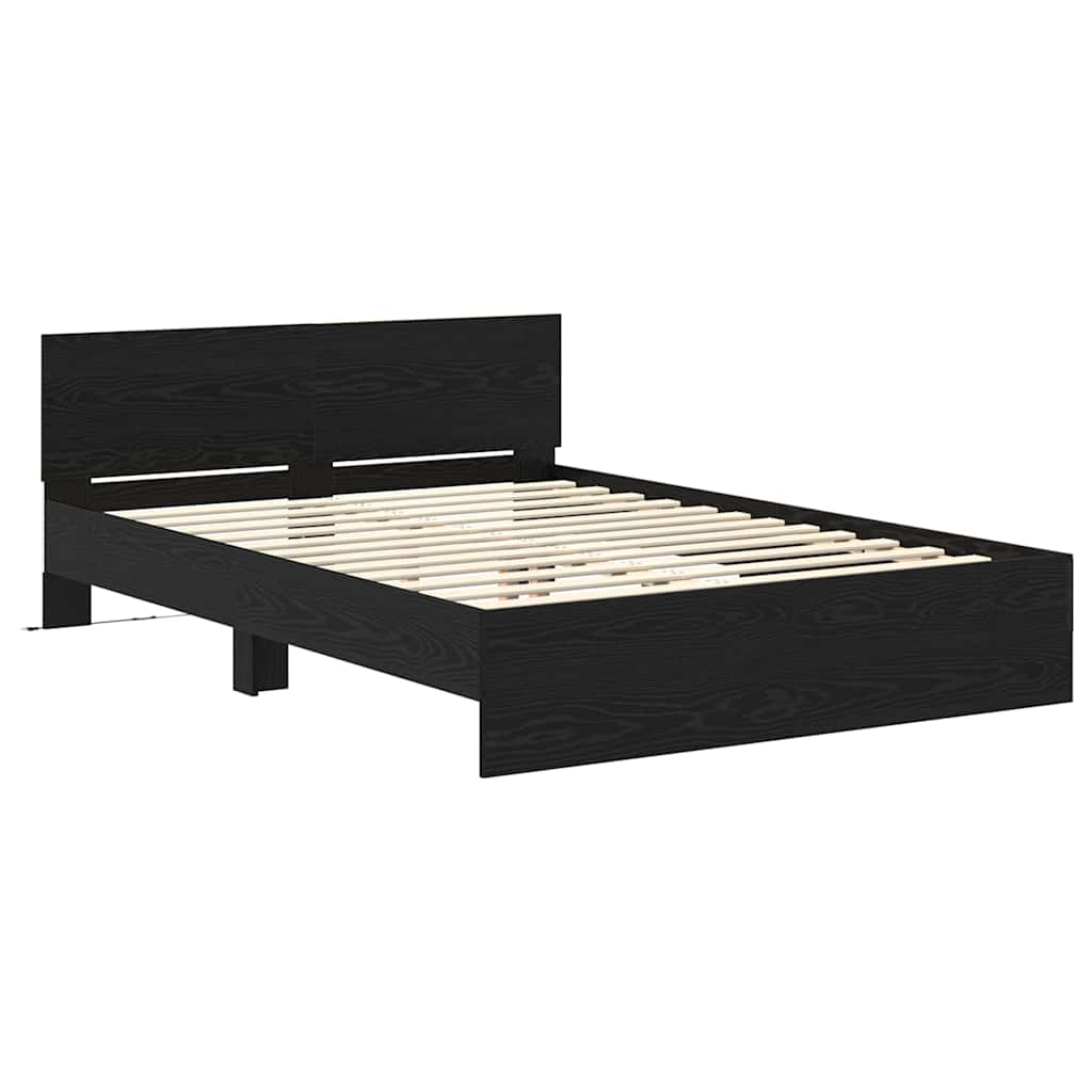 vidaXL Ramka łóżka Czarny Dąb 120 x 190 cm Materiał drewnopochodny