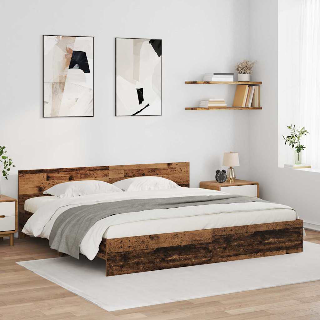 vidaXL Ramka łóżka Stare drewno 180 x 200 cm Materiał drewnopochodny
