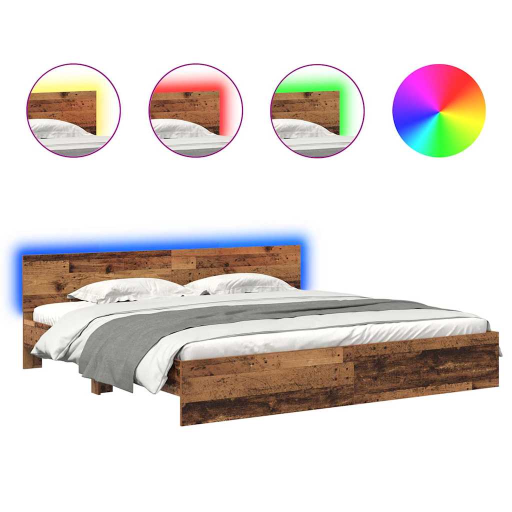 vidaXL Ramka łóżka Stare drewno 180 x 200 cm Materiał drewnopochodny