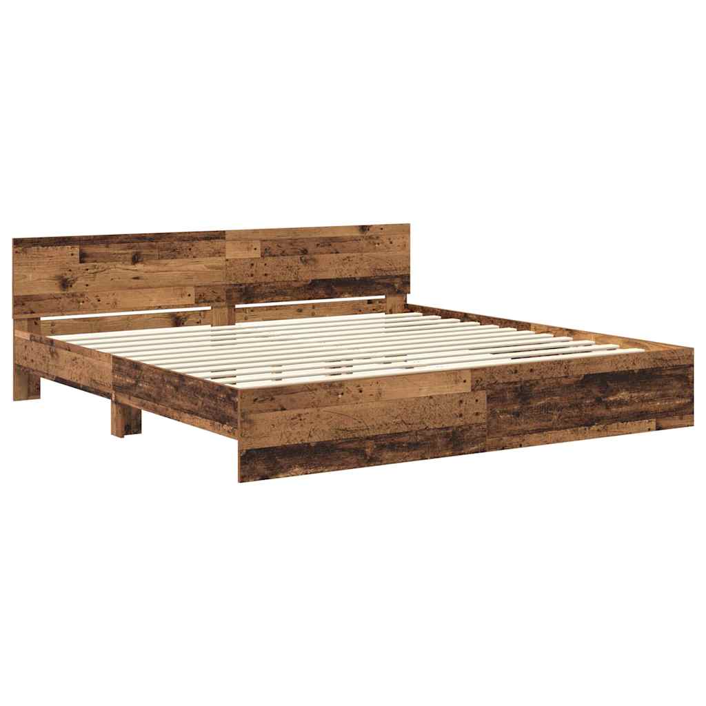 vidaXL Ramka łóżka Stare drewno 180 x 200 cm Materiał drewnopochodny