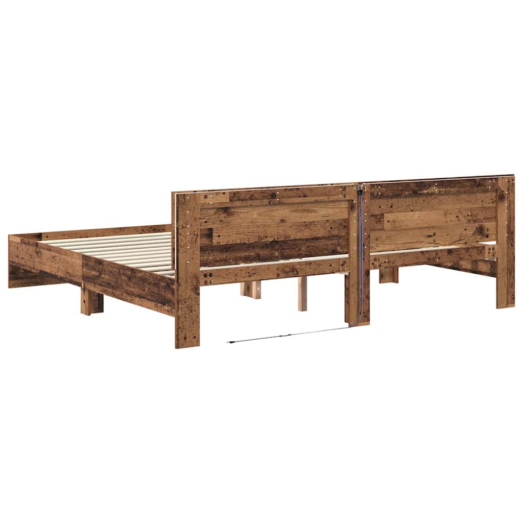 vidaXL Ramka łóżka Stare drewno 180 x 200 cm Materiał drewnopochodny