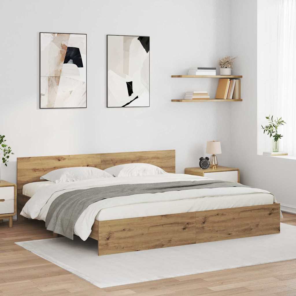 vidaXL Ramka łóżka Ze LED Lights Dąb rzemieślniczy 180 x 200 cm