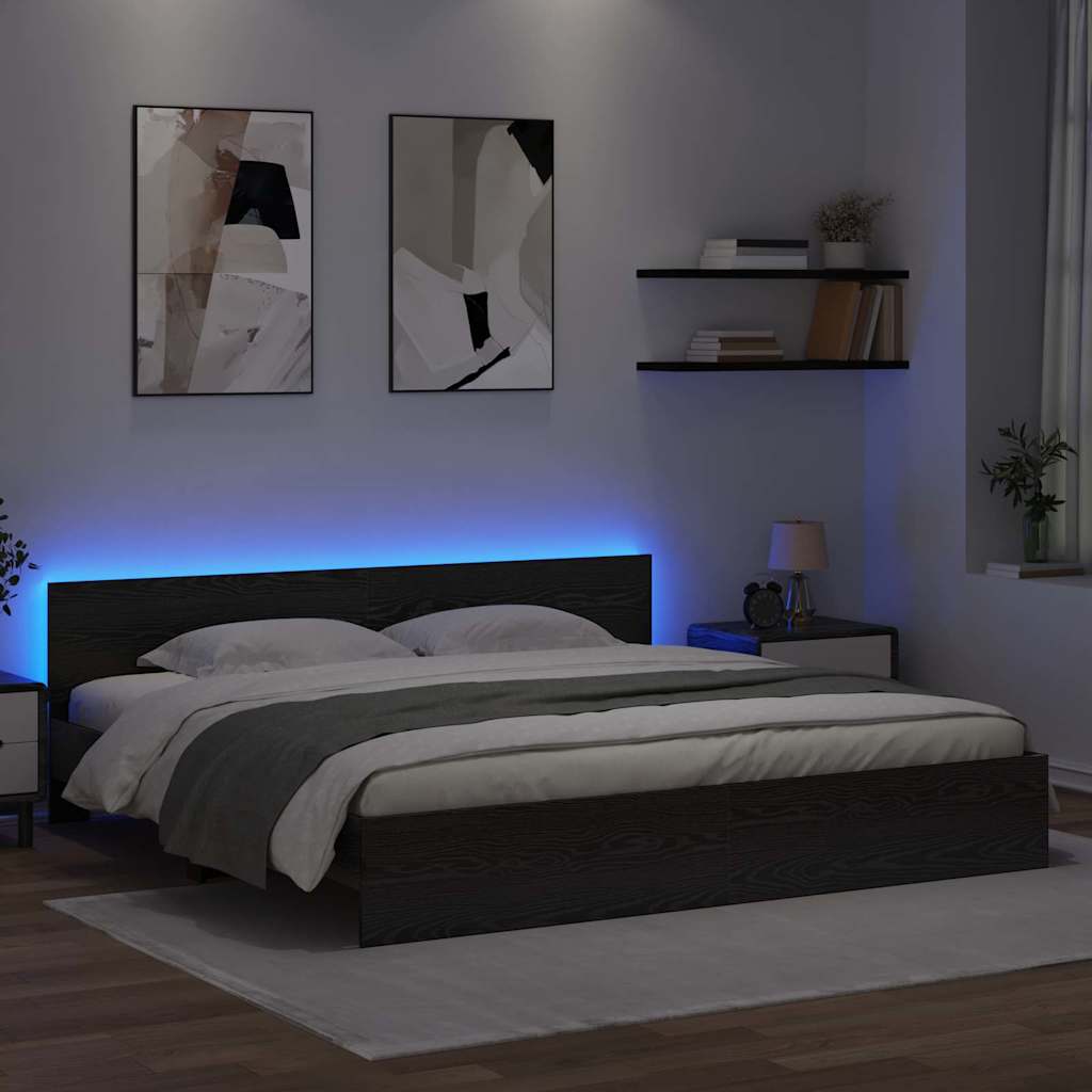 vidaXL Ramka łóżka Czarny Dąb 180 x 200 cm Materiał drewnopochodny