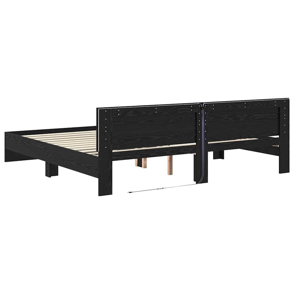 vidaXL Ramka łóżka Czarny Dąb 180 x 200 cm Materiał drewnopochodny