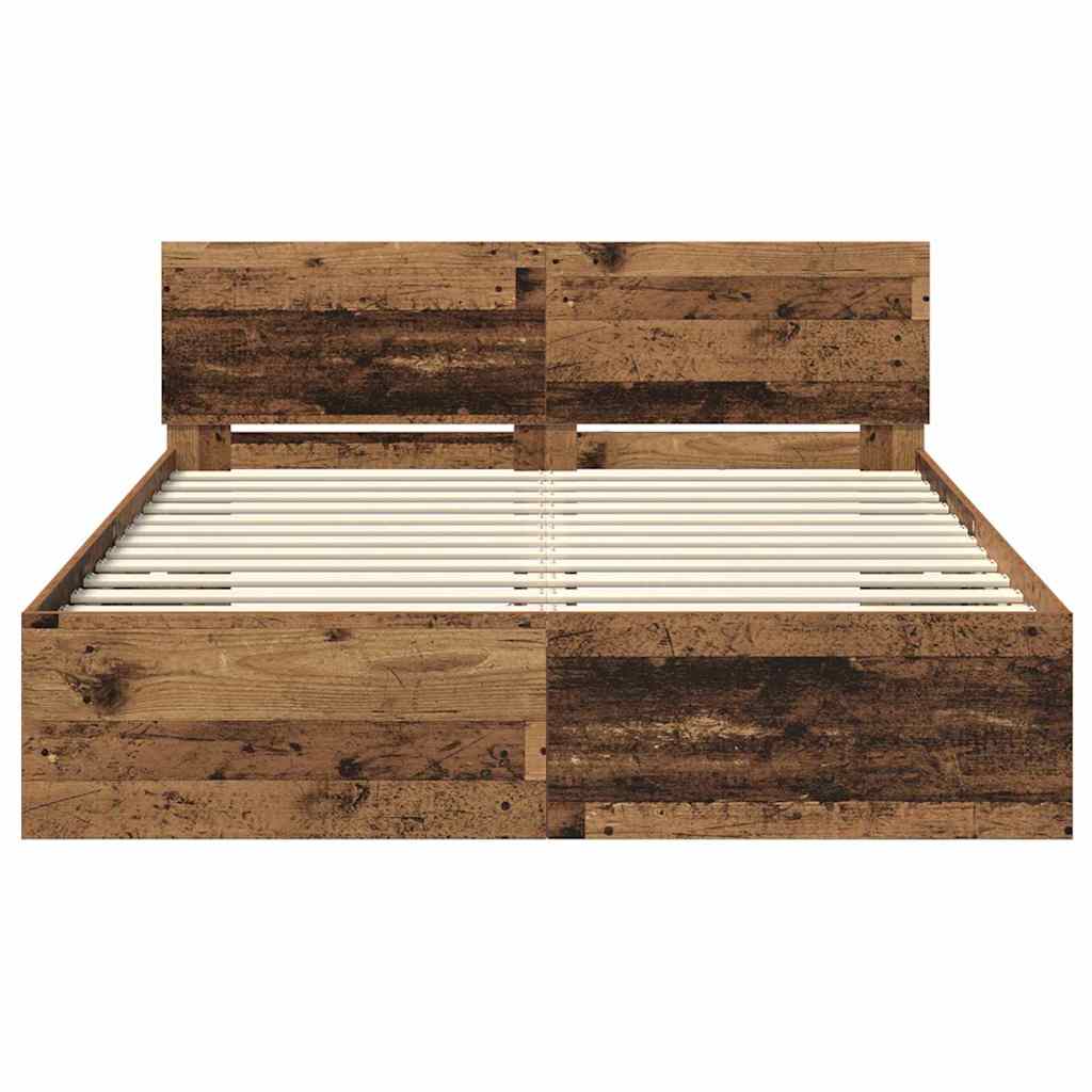 vidaXL Ramka łóżka Stare drewno 140 x 200 cm Materiał drewnopochodny
