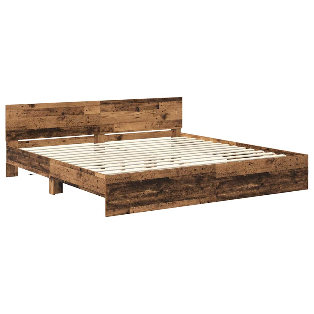 vidaXL Ramka łóżka Stare drewno 200 x 200 cm Materiał drewnopochodny
