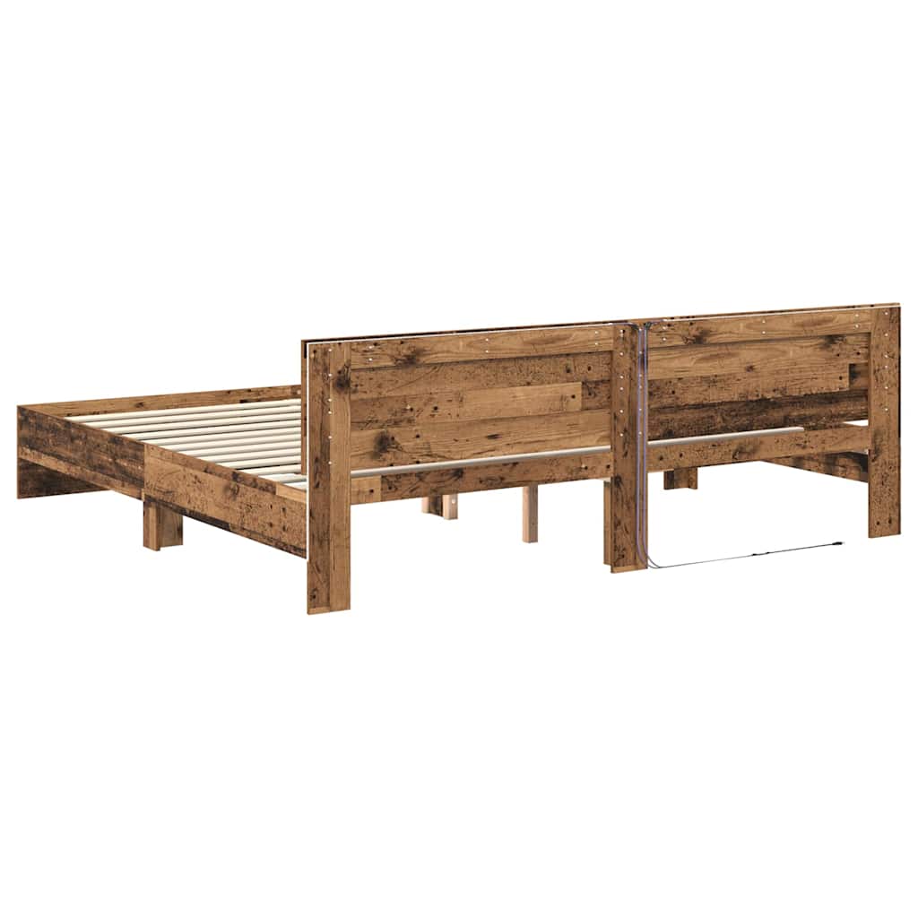 vidaXL Ramka łóżka Stare drewno 200 x 200 cm Materiał drewnopochodny
