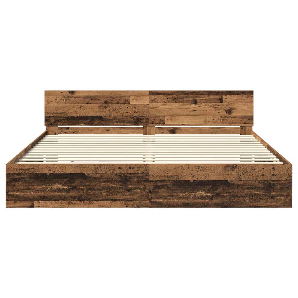 vidaXL Ramka łóżka Stare drewno 200 x 200 cm Materiał drewnopochodny
