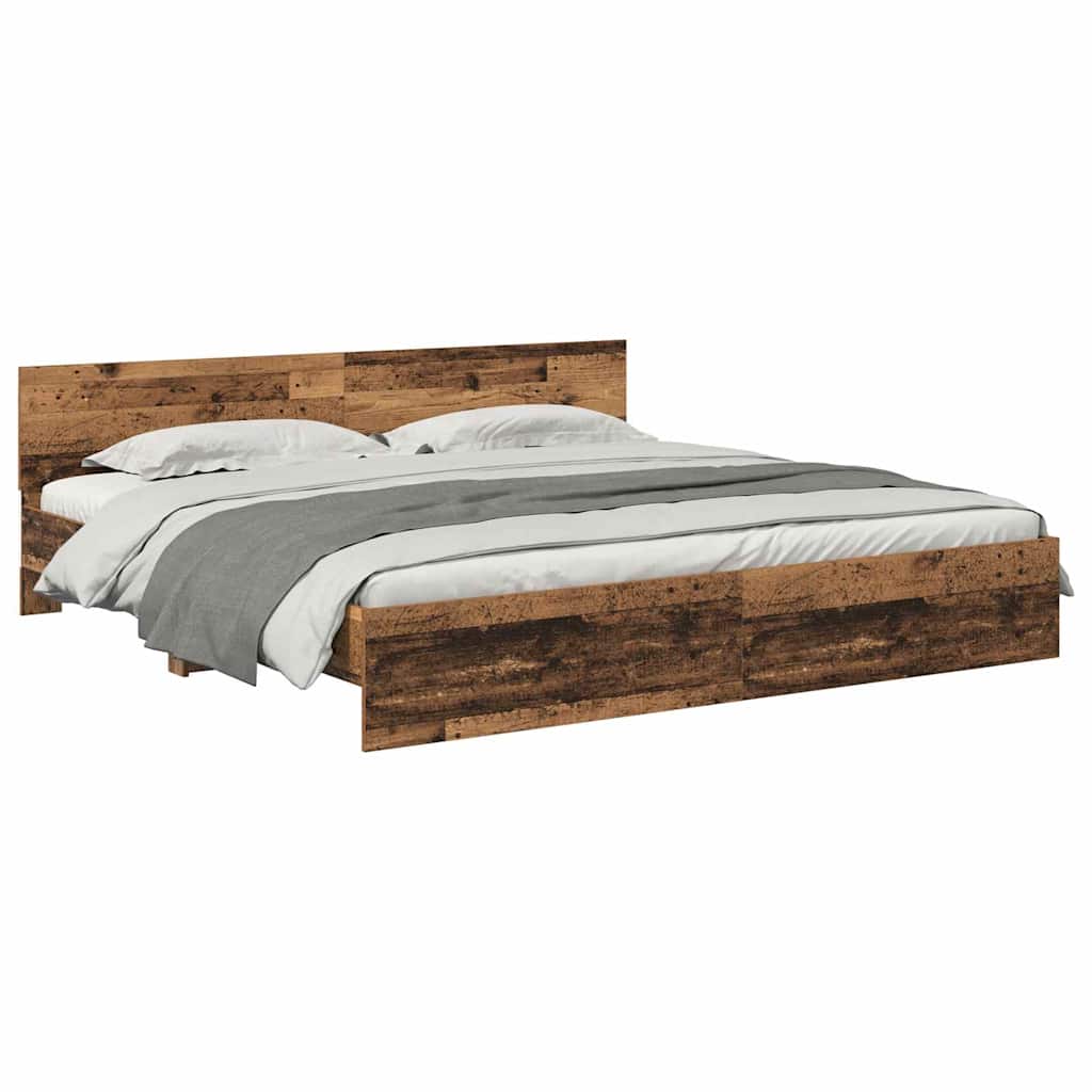 vidaXL Ramka łóżka Stare drewno 200 x 200 cm Materiał drewnopochodny