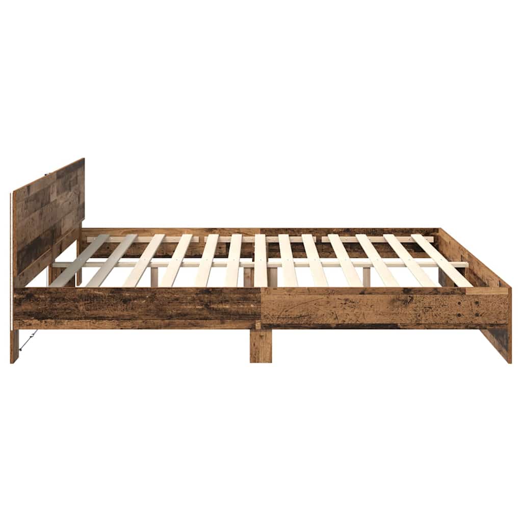 vidaXL Ramka łóżka Stare drewno 200 x 200 cm Materiał drewnopochodny
