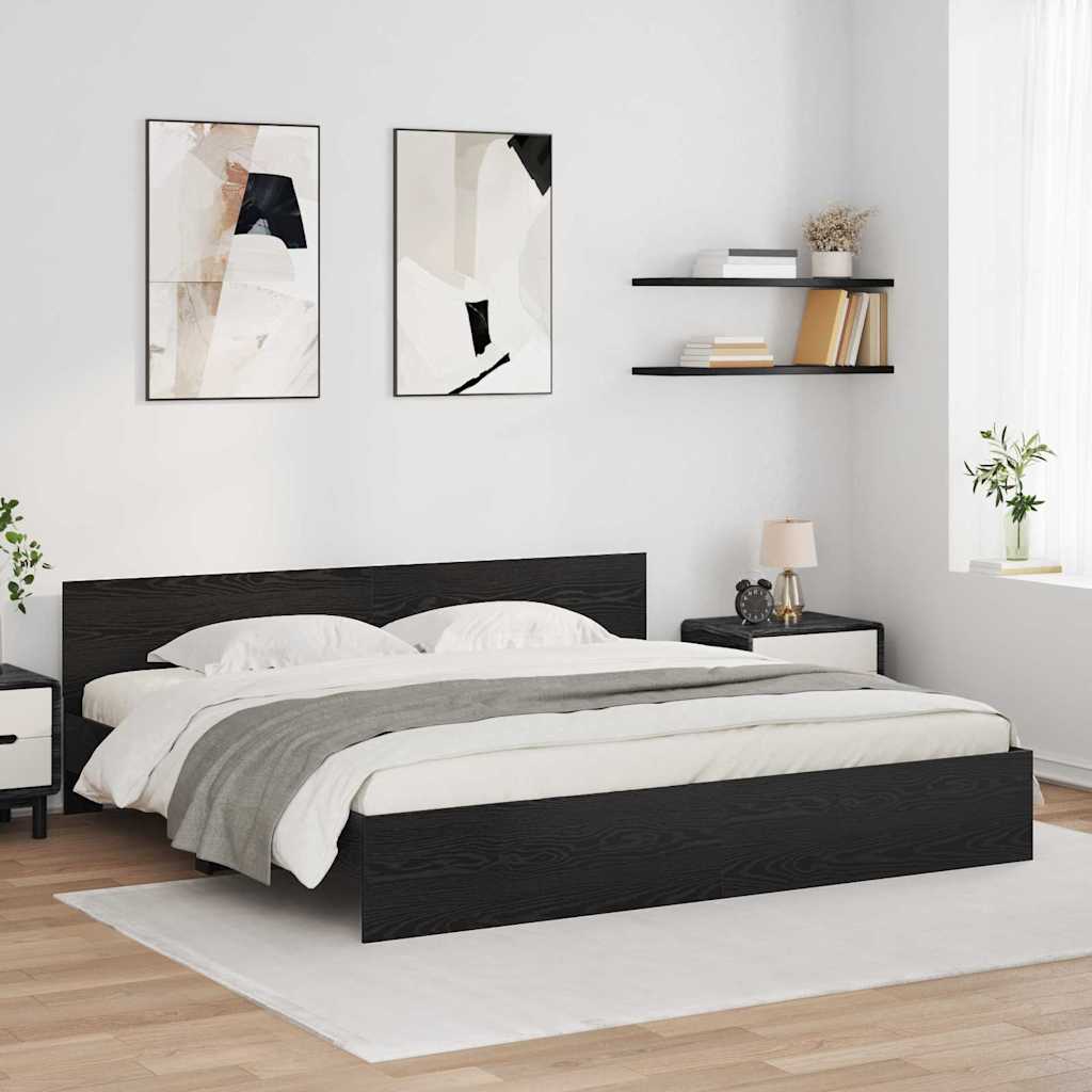 vidaXL Ramka łóżka Czarny Dąb 200 x 200 cm Materiał drewnopochodny