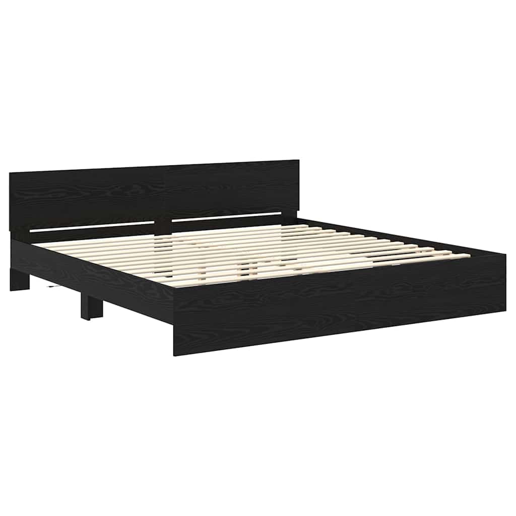 vidaXL Ramka łóżka Czarny Dąb 200 x 200 cm Materiał drewnopochodny