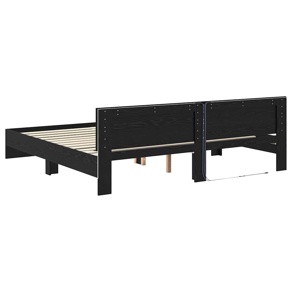 vidaXL Ramka łóżka Czarny Dąb 200 x 200 cm Materiał drewnopochodny
