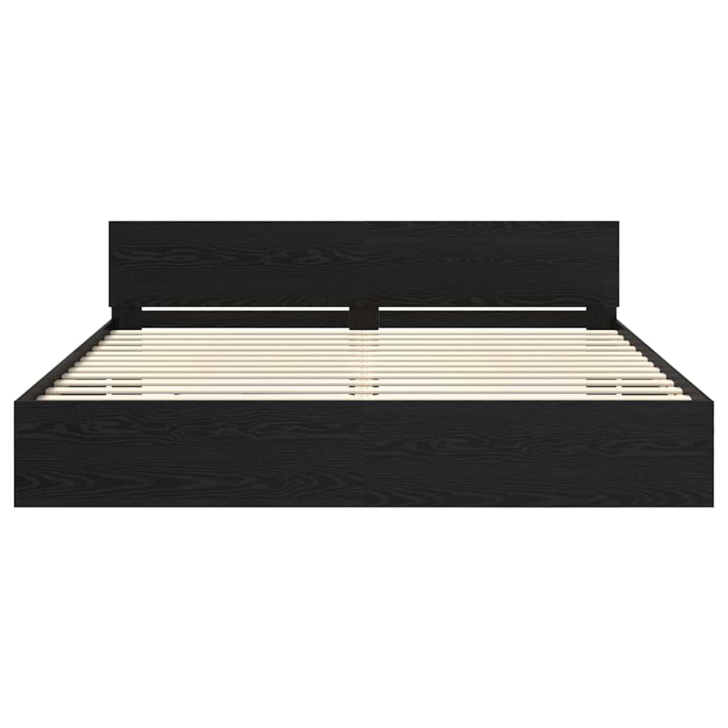 vidaXL Ramka łóżka Czarny Dąb 200 x 200 cm Materiał drewnopochodny