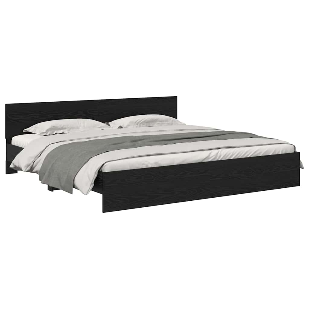vidaXL Ramka łóżka Czarny Dąb 200 x 200 cm Materiał drewnopochodny