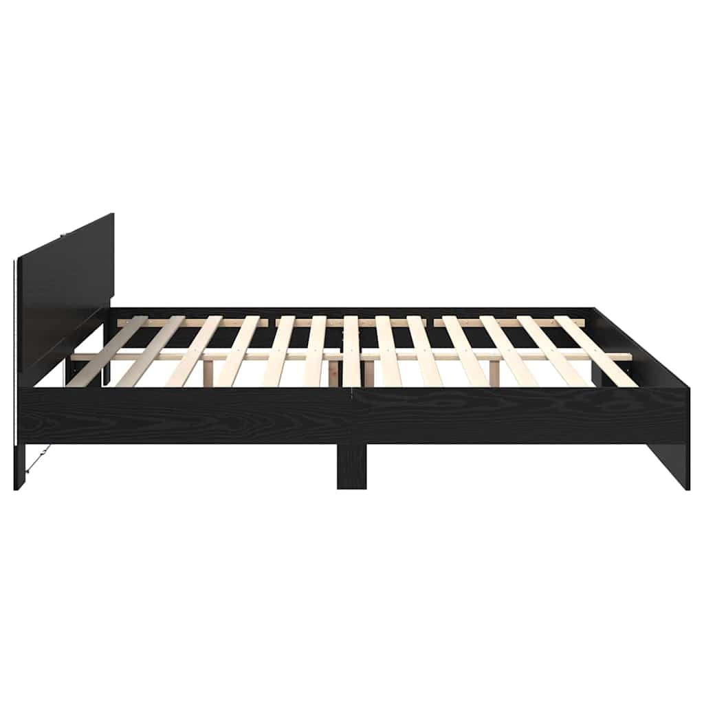 vidaXL Ramka łóżka Czarny Dąb 200 x 200 cm Materiał drewnopochodny
