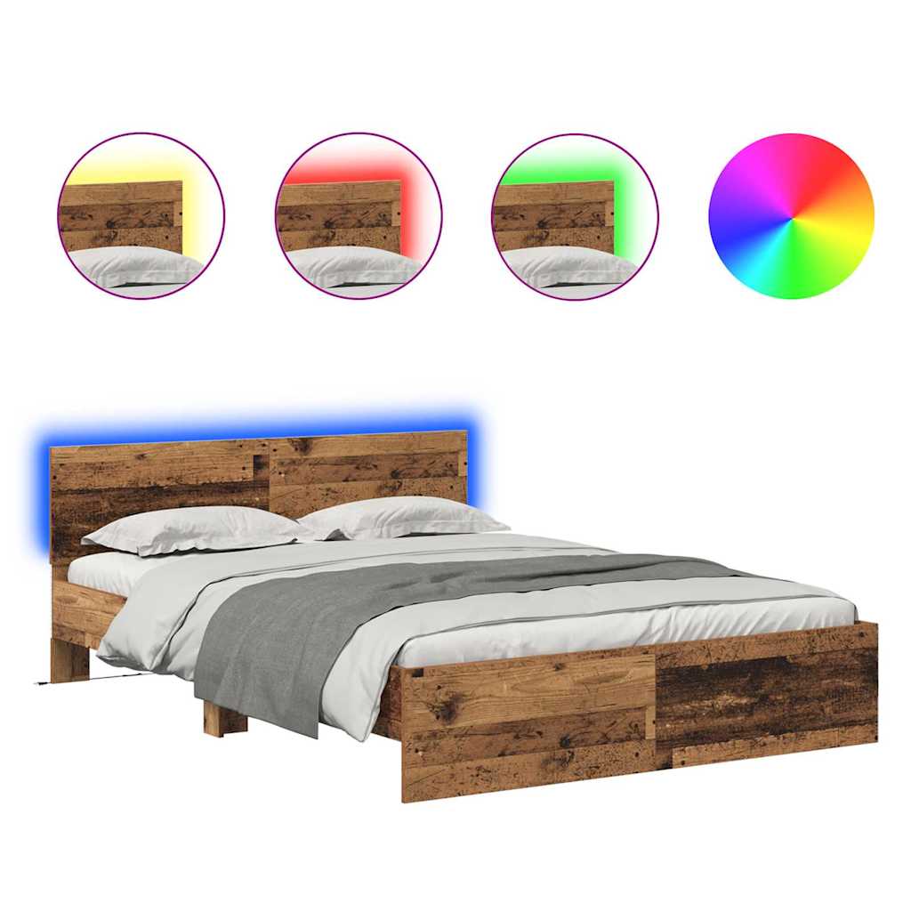 vidaXL Ramka łóżka Stare drewno 150 x 200 cm Materiał drewnopochodny