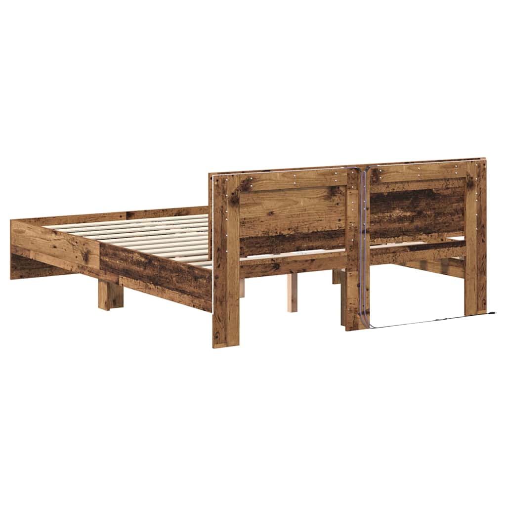 vidaXL Ramka łóżka Stare drewno 150 x 200 cm Materiał drewnopochodny