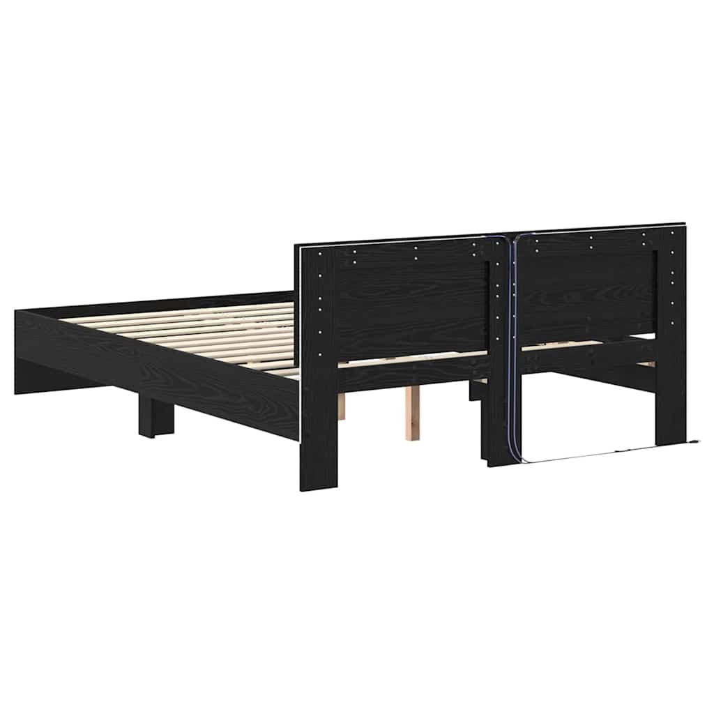 vidaXL Ramka łóżka Czarny Dąb 150 x 200 cm Materiał drewnopochodny