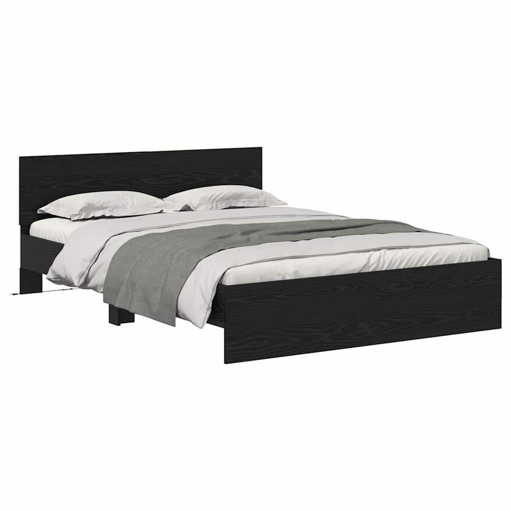 vidaXL Ramka łóżka Czarny Dąb 150 x 200 cm Materiał drewnopochodny