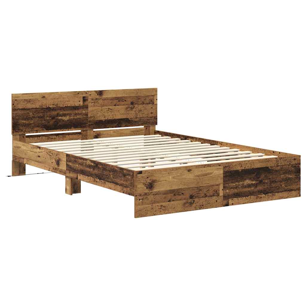 vidaXL Ramka łóżka Stare drewno 160 x 200 cm Materiał drewnopochodny
