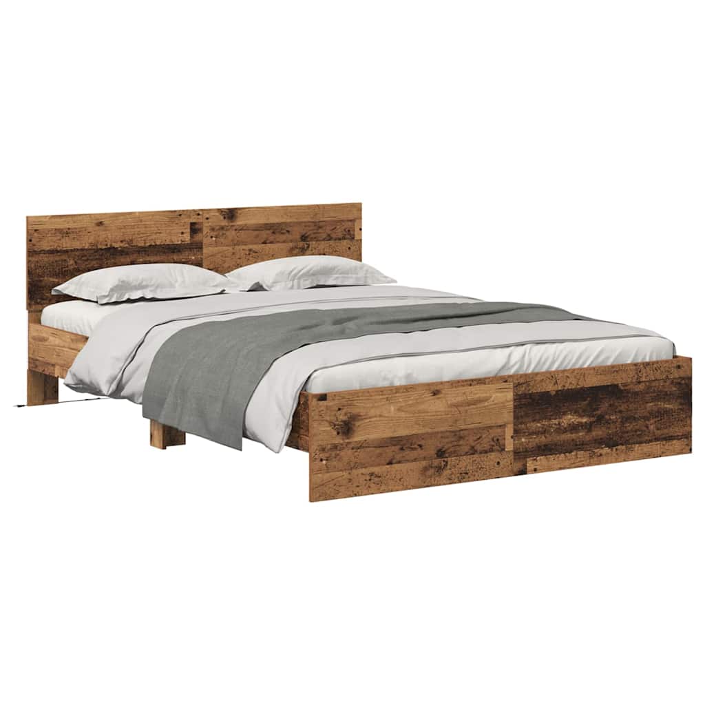 vidaXL Ramka łóżka Stare drewno 160 x 200 cm Materiał drewnopochodny