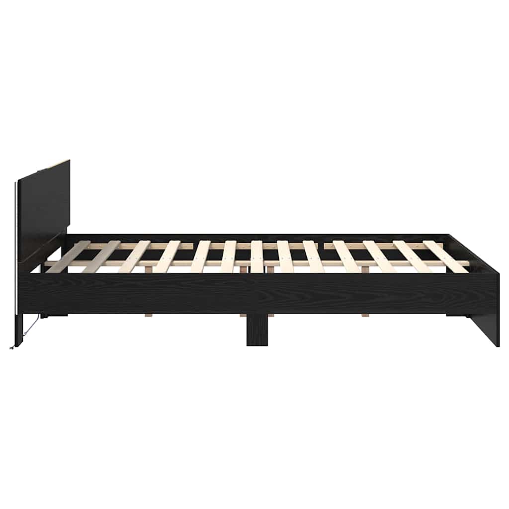 vidaXL Ramka łóżka Czarny Dąb 160 x 200 cm Materiał drewnopochodny