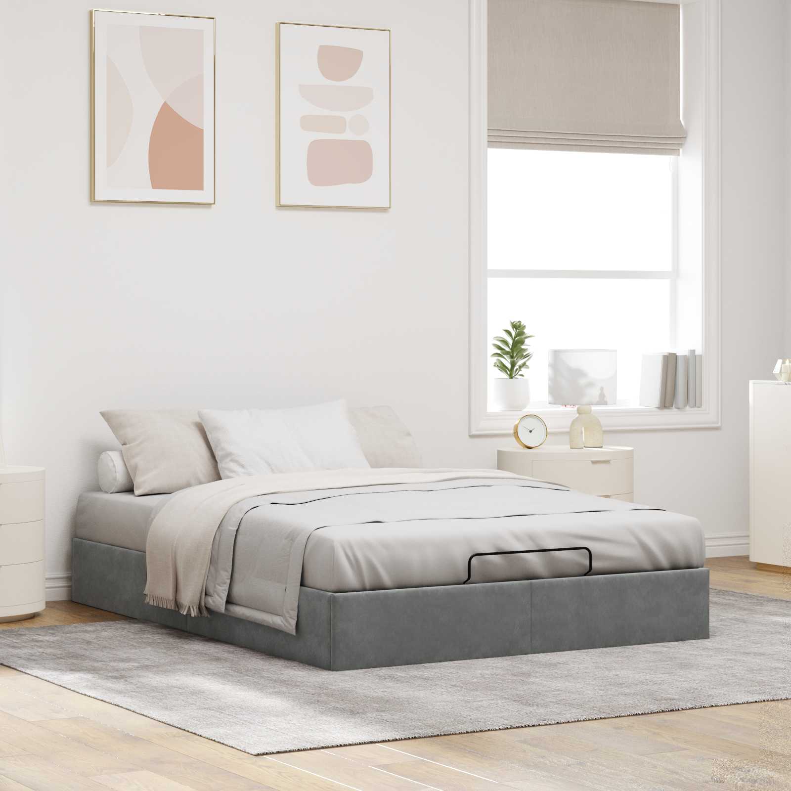 vidaXL Łóżko otomanowe ciemnoszary 153 x 203 cm Welur