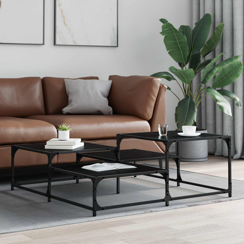 vidaXL Stolik kawowy Czarny dąb 107 x 107 x 40 cm Drewno inżynieryjne