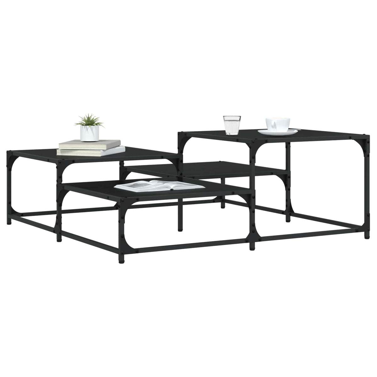 vidaXL Stolik kawowy Czarny dąb 107 x 107 x 40 cm Drewno inżynieryjne