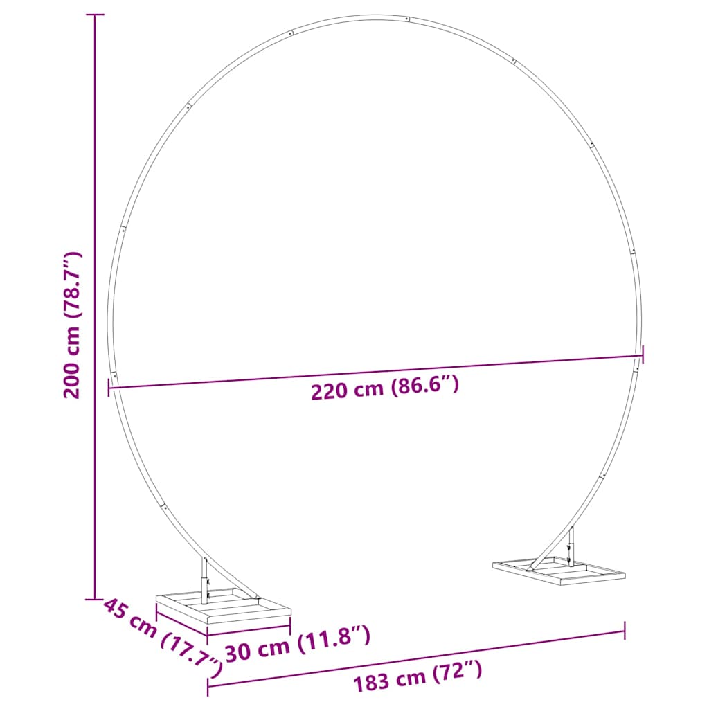 vidaXL Łuk Ślubny złoty 220 x 45 x 200 cm Stal