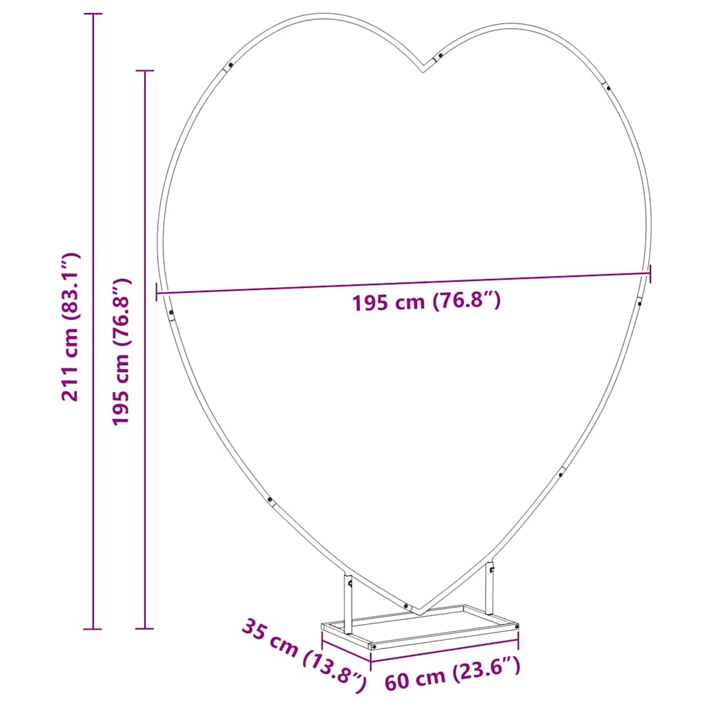 vidaXL Łuk Ślubny Biały 195 x 35 x 211 cm Stal