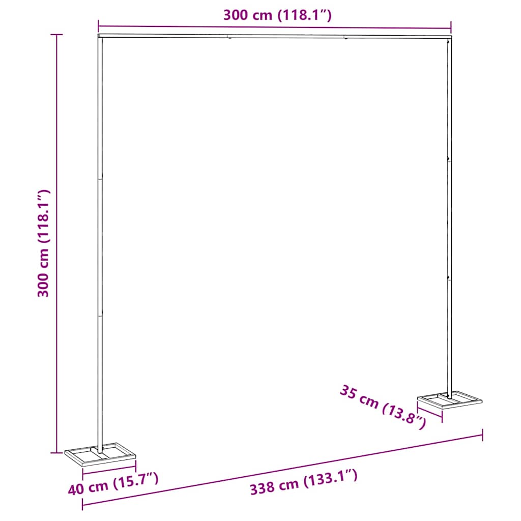 vidaXL Łuk Ślubny złoty 338 x 35 x 300 cm Stal