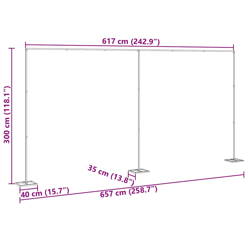 vidaXL Łuk Ślubny złoty 657 x 35 x 300 cm Stal