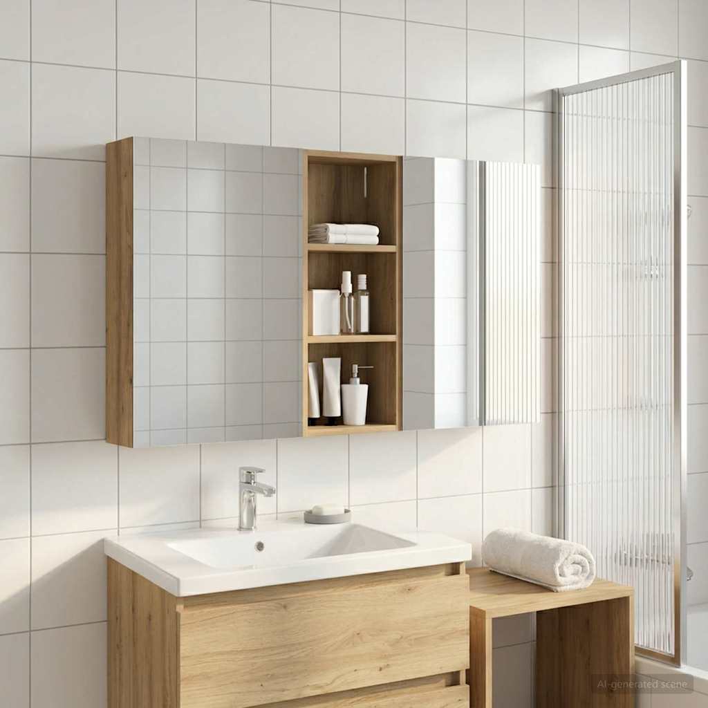 vidaXL Zestaw Szafek Łazienkowych z półką 3 pcs 130 x 14,5 x 70 cm