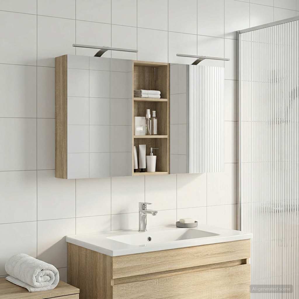 vidaXL Zestaw Szafek Łazienkowych z półką 3 pcs 130 x 14,5 x 70 cm