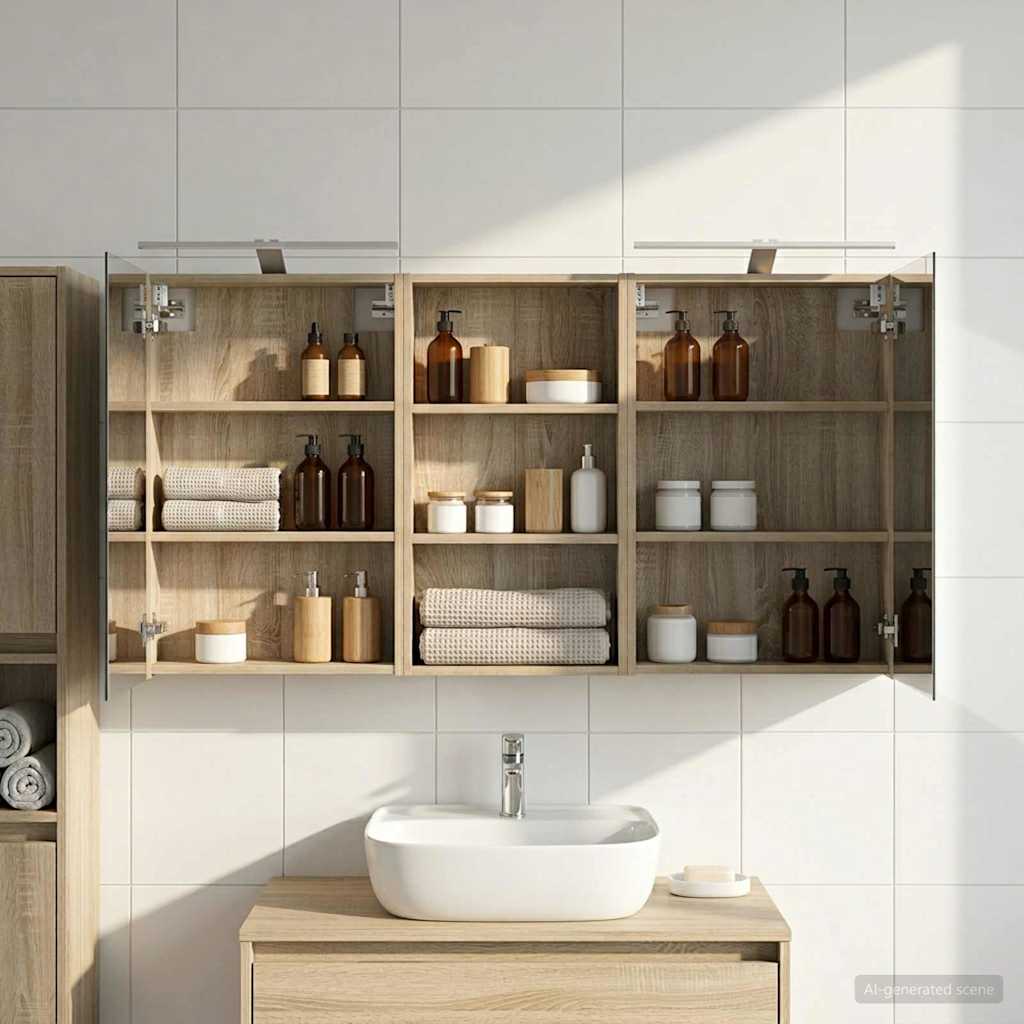 vidaXL Zestaw Szafek Łazienkowych z półką 3 pcs 140 x 14,5 x 70 cm