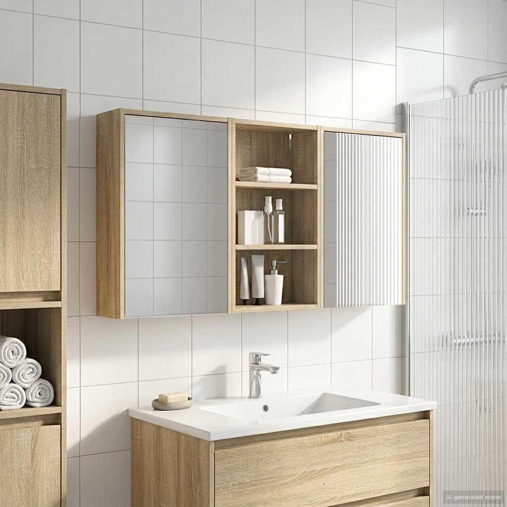vidaXL Zestaw Szafek Łazienkowych z półką 3 pcs 126 x 16 x 62.5 cm