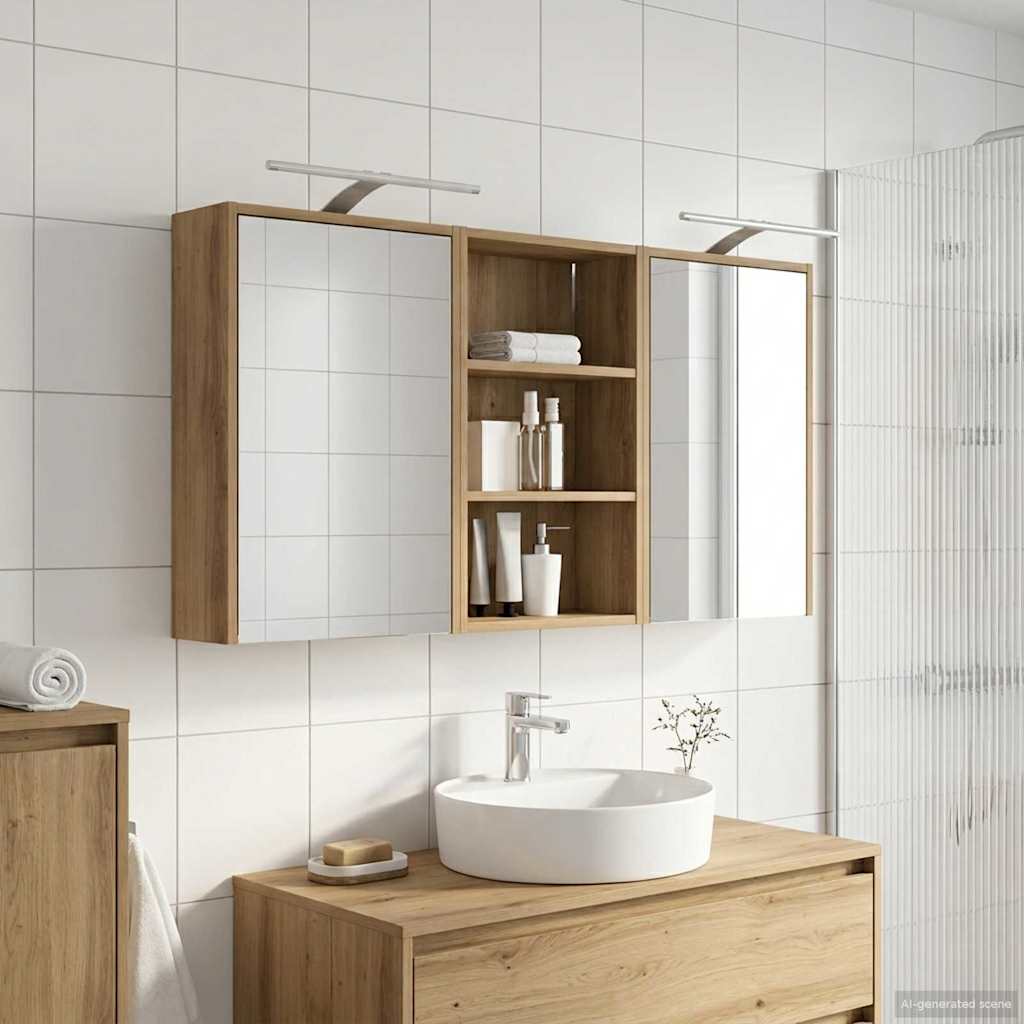 vidaXL Zestaw Szafek Łazienkowych z półką 3 pcs 126 x 16 x 62.5 cm