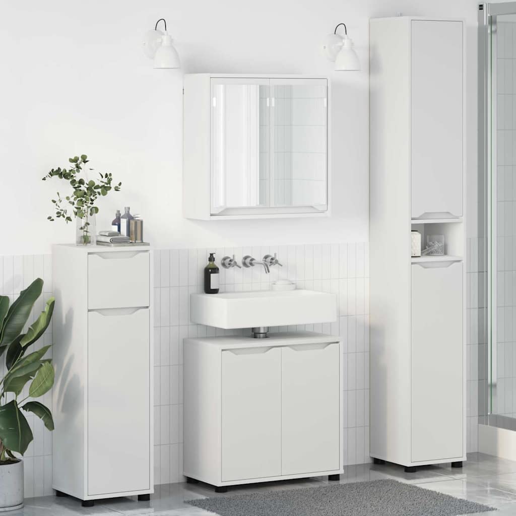 vidaXL Zestaw mebli łazienkowych 4 pcs Biały Materiał drewnopochodny