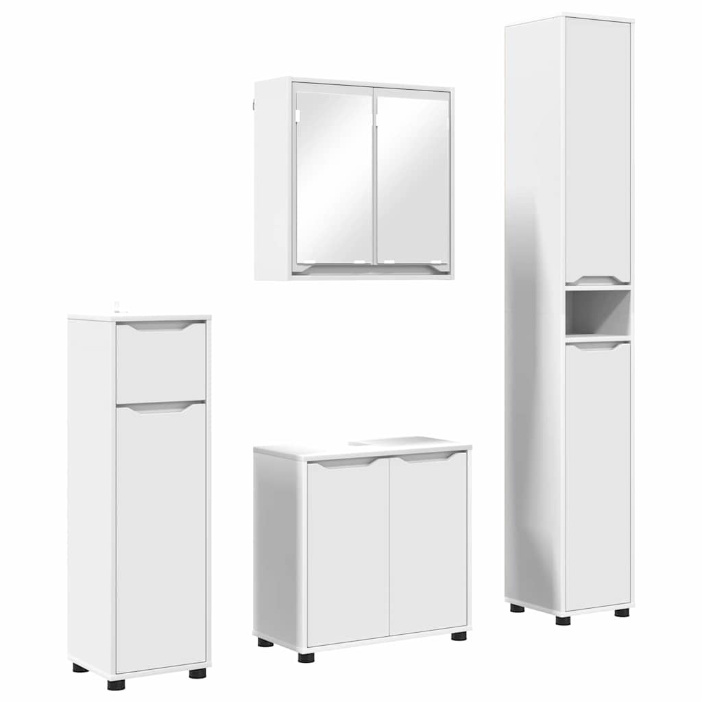 vidaXL Zestaw mebli łazienkowych 4 pcs Biały Materiał drewnopochodny