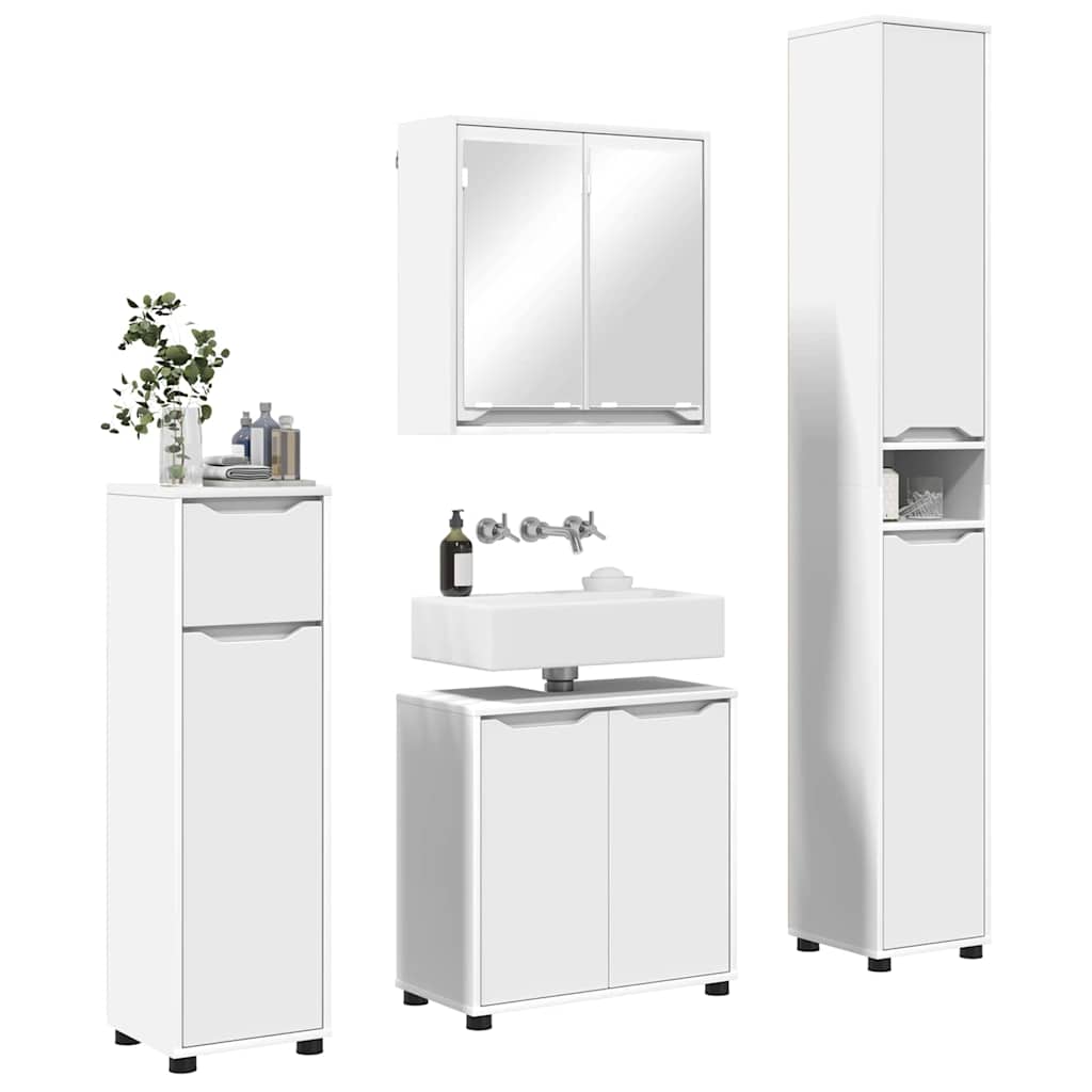 vidaXL Zestaw mebli łazienkowych 4 pcs Biały Materiał drewnopochodny