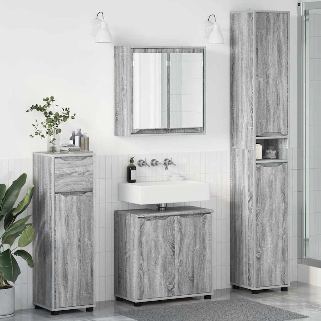 vidaXL Zestaw mebli łazienkowych z szufladą z półką 4 pcs Szary Sonoma